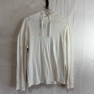 TWENTYONE MEN Hooded Waffle Knit Long Sleeve Lightweight Sweatshirt White Med